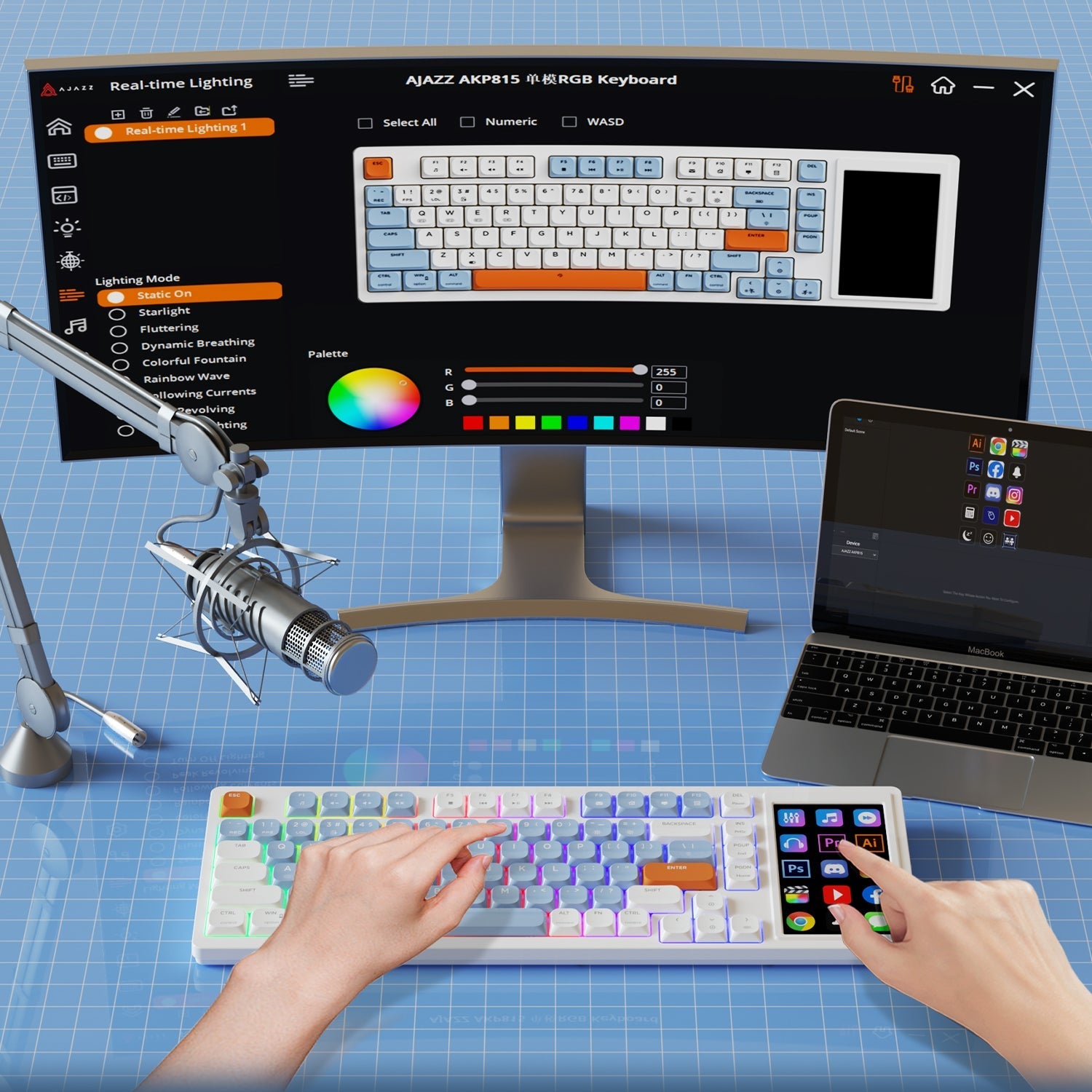 AJAZZ AKP815 Low Mechanical Keyboard with Touch Screen