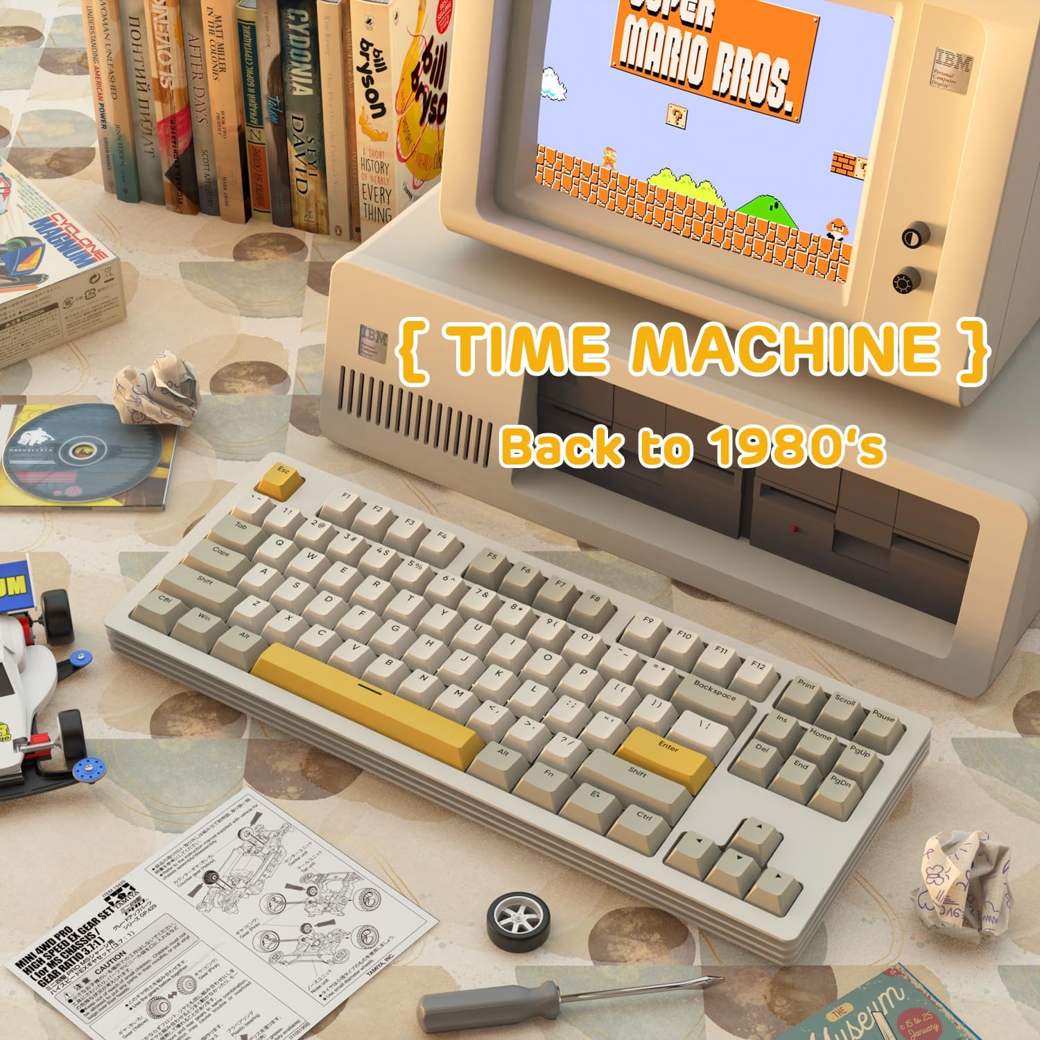 AJAZZ AKC087 TKL Layout Tri-Mode Mechanical Keyboard - Beige