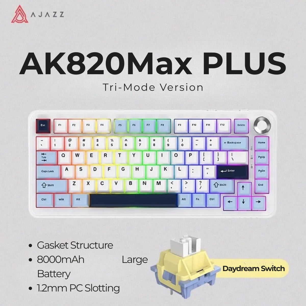 AJAZZ AK820 MAX PLUS 75% Layout Tri-Mode Mechanical Keyboard