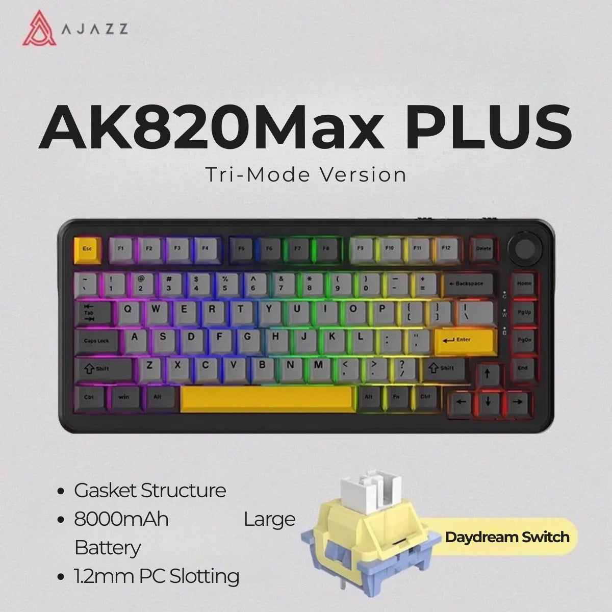 AJAZZ AK820 MAX PLUS 75% Layout Tri-Mode Mechanical Keyboard
